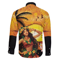 Aloha Hawaii Women's Day Family Matching Off Shoulder Maxi Dress and Hawaiian Shirt Hula Girl With Sunset Vibes LT14 - Polynesian Pride