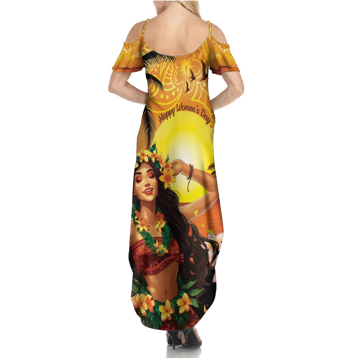 Aloha Hawaii Women's Day Summer Maxi Dress Hula Girl With Sunset Vibes LT14 - Polynesian Pride