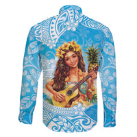Aloha Hawaii Women's Day Family Matching Long Sleeve Bodycon Dress and Hawaiian Shirt Hula Girl With Ukulele Tropical Style LT14 - Polynesian Pride