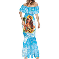 Aloha Hawaii Women's Day Mermaid Dress Hula Girl With Ukulele Tropical Style LT14 - Polynesian Pride