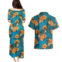 Hawaii Luau Party Couples Matching Puletasi and Hawaiian Shirt Dancing Girl Tropical Flowers LT14 - Polynesian Pride