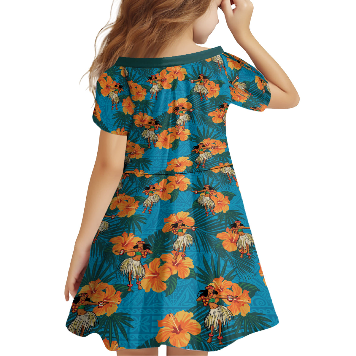 Hawaii Luau Party Family Matching Long Sleeve Bodycon Dress and Hawaiian Shirt Dancing Girl Tropical Flowers LT14 - Polynesian Pride