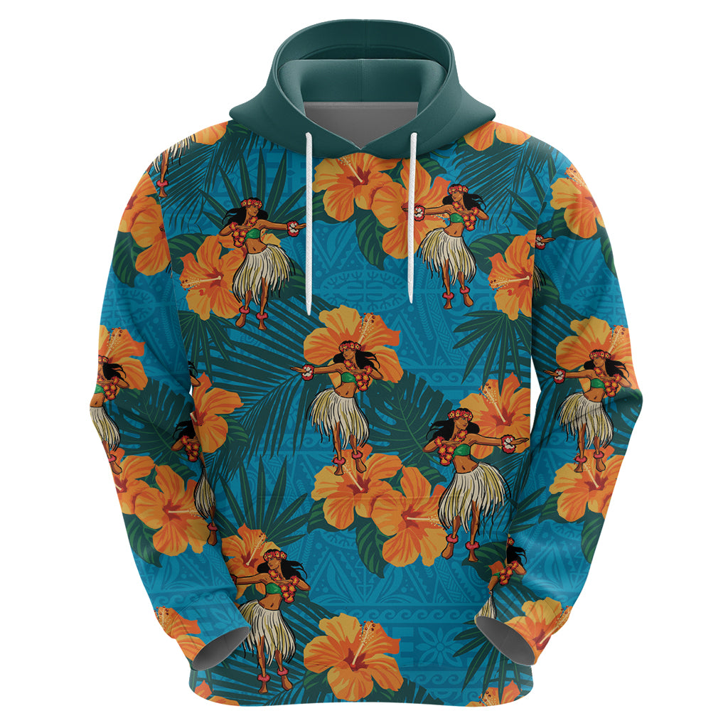 Hawaii Luau Party Zip Hoodie Dancing Girl Tropical Flowers LT14 - Polynesian Pride