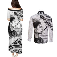 New Zealand Women's Day Couples Matching Puletasi and Long Sleeve Button Shirt Aotearoa Kia Whakapumau Te Mana Wahine LT14 - Polynesian Pride