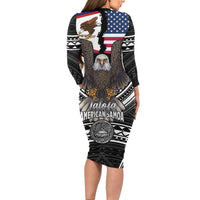 Talofa American Samoa Flag Day Family Matching Long Sleeve Bodycon Dress and Hawaiian Shirt Bald Eagle Polynesian Tattoo LT14 - Polynesian Pride