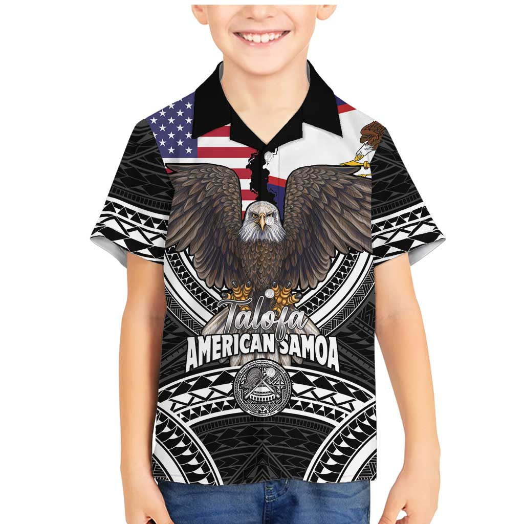 Talofa American Samoa Flag Day Family Matching Mermaid Dress and Hawaiian Shirt Bald Eagle Polynesian Tattoo LT14 Son's Shirt Black - Polynesian Pride