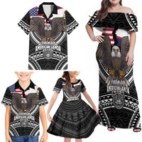 Talofa American Samoa Flag Day Family Matching Off Shoulder Maxi Dress and Hawaiian Shirt Bald Eagle Polynesian Tattoo LT14 - Polynesian Pride