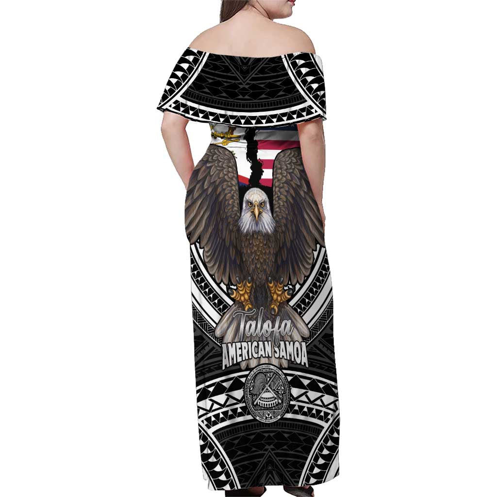 Talofa American Samoa Flag Day Family Matching Off Shoulder Maxi Dress and Hawaiian Shirt Bald Eagle Polynesian Tattoo LT14 - Polynesian Pride