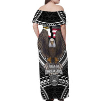Talofa American Samoa Flag Day Family Matching Off Shoulder Maxi Dress and Hawaiian Shirt Bald Eagle Polynesian Tattoo LT14 - Polynesian Pride
