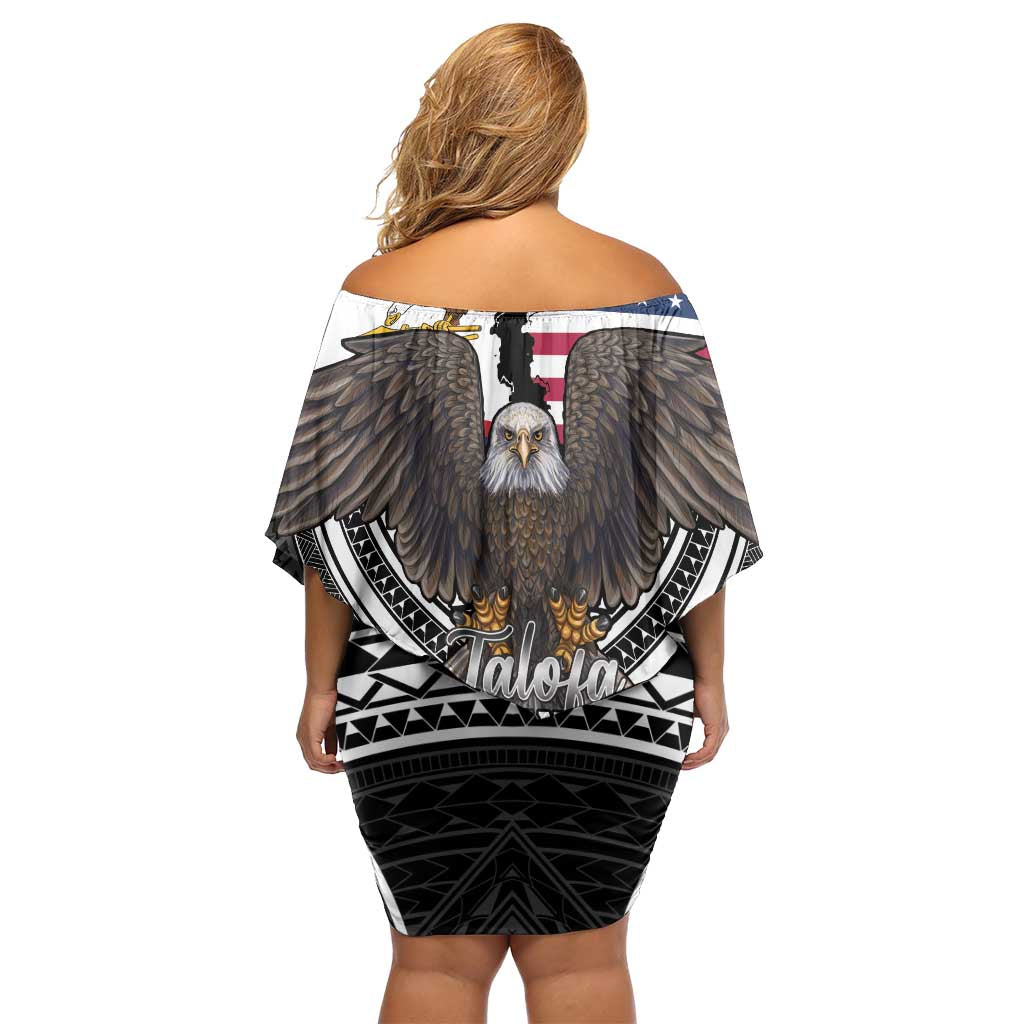 Talofa American Samoa Flag Day Family Matching Off Shoulder Short Dress and Hawaiian Shirt Bald Eagle Polynesian Tattoo LT14 - Polynesian Pride