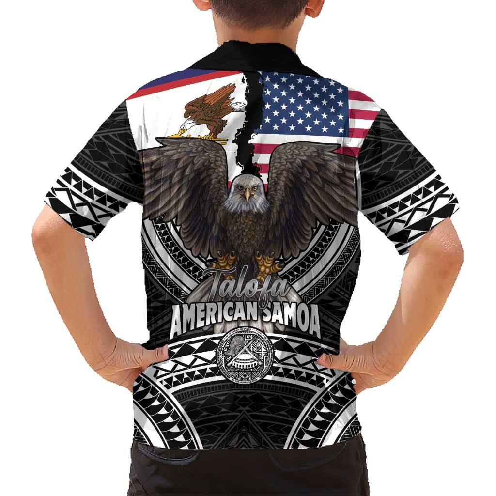 Talofa American Samoa Flag Day Family Matching Short Sleeve Bodycon Dress and Hawaiian Shirt Bald Eagle Polynesian Tattoo LT14 - Polynesian Pride