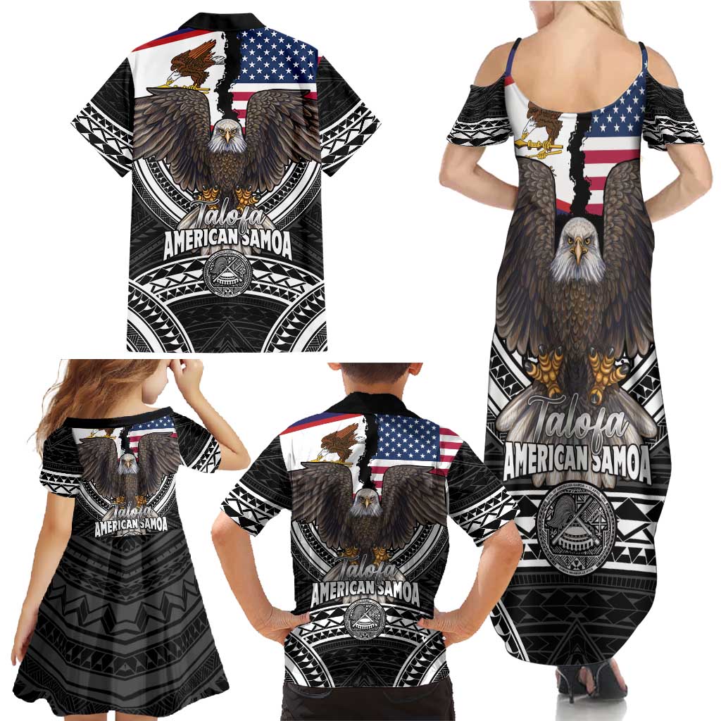 Talofa American Samoa Flag Day Family Matching Summer Maxi Dress and Hawaiian Shirt Bald Eagle Polynesian Tattoo LT14 - Polynesian Pride