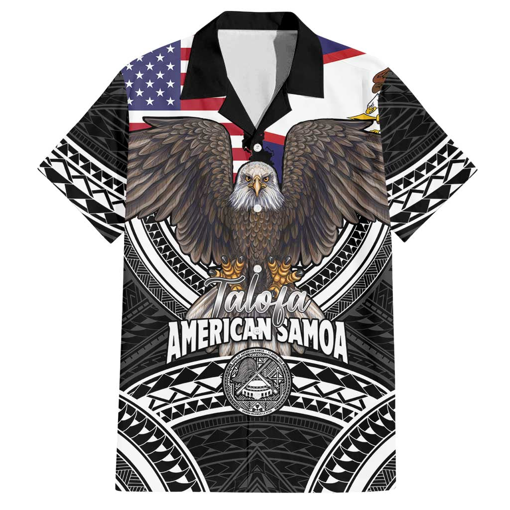 Talofa American Samoa Flag Day Family Matching Summer Maxi Dress and Hawaiian Shirt Bald Eagle Polynesian Tattoo LT14 Dad's Shirt - Short Sleeve Black - Polynesian Pride