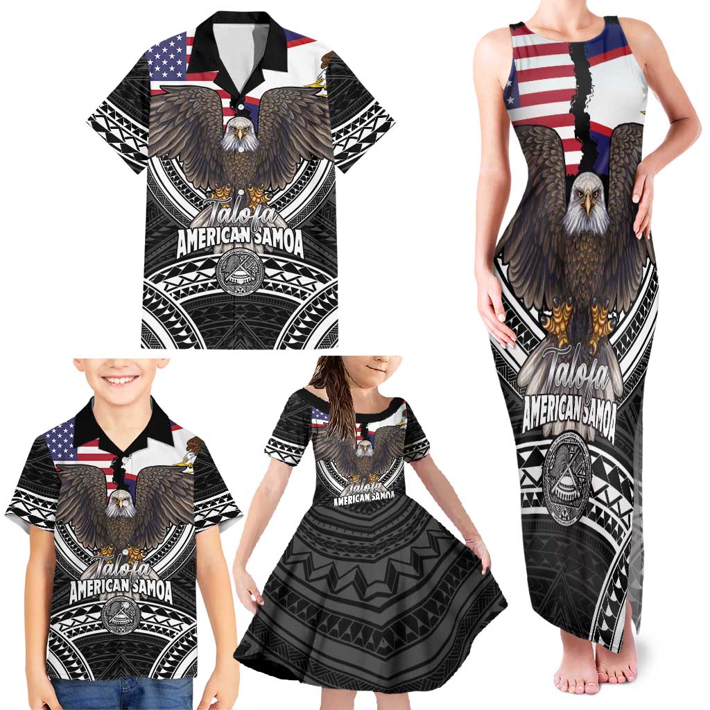 Talofa American Samoa Flag Day Family Matching Tank Maxi Dress and Hawaiian Shirt Bald Eagle Polynesian Tattoo LT14 - Polynesian Pride