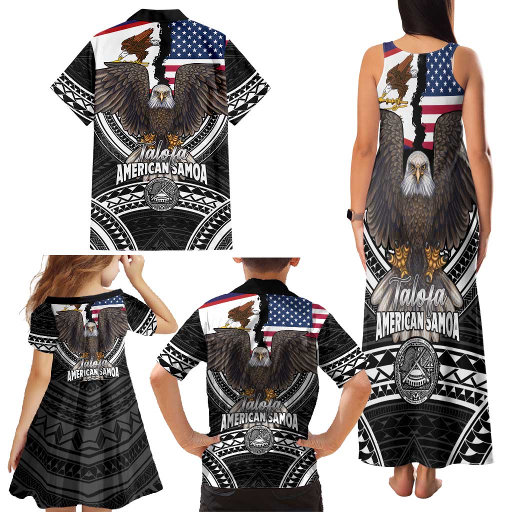 Talofa American Samoa Flag Day Family Matching Tank Maxi Dress and Hawaiian Shirt Bald Eagle Polynesian Tattoo LT14 - Polynesian Pride
