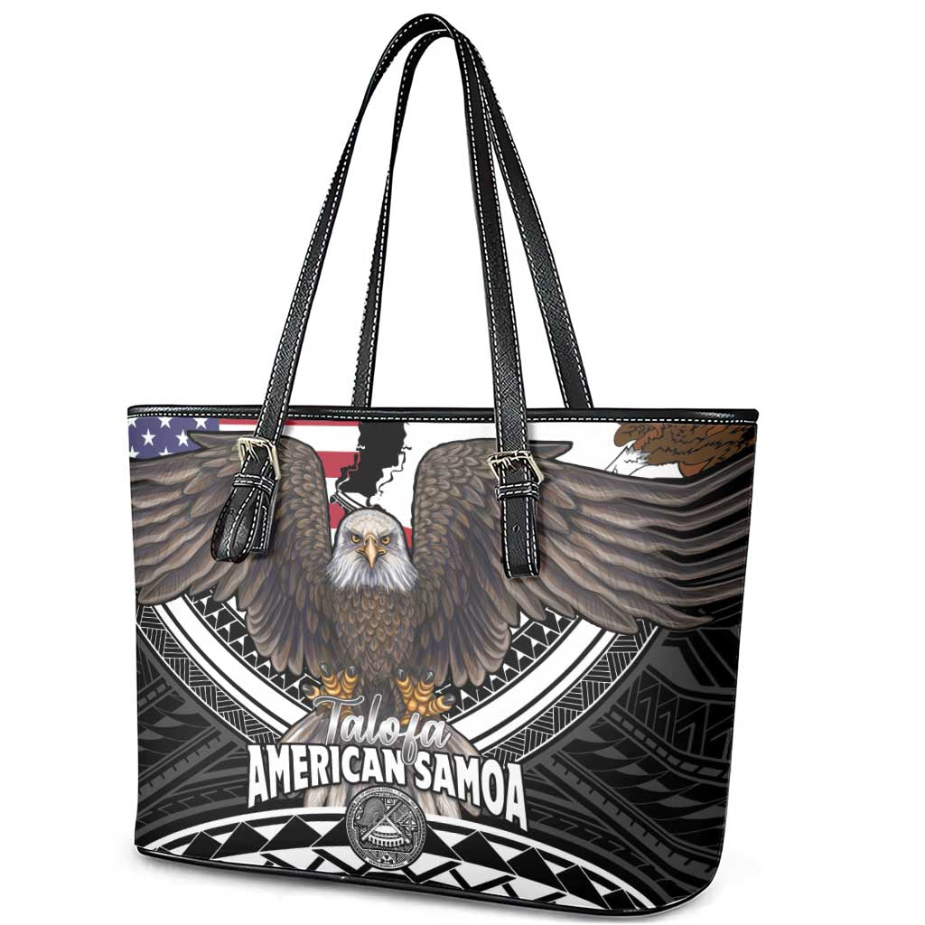Talofa American Samoa Flag Day Leather Tote Bag Bald Eagle Polynesian Tattoo