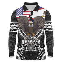 Talofa American Samoa Flag Day Long Sleeve Polo Shirt Bald Eagle Polynesian Tattoo