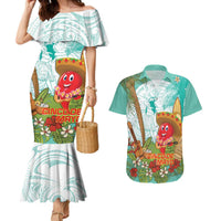 Hawaii Cinco de Mayo Couples Matching Mermaid Dress and Hawaiian Shirt Chili Pepper Hula Girl Tropical Vibes LT14 Turquoise - Polynesian Pride