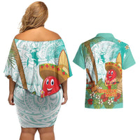 Hawaii Cinco de Mayo Couples Matching Off Shoulder Short Dress and Hawaiian Shirt Chili Pepper Hula Girl Tropical Vibes LT14 - Polynesian Pride