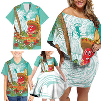 Hawaii Cinco de Mayo Family Matching Off Shoulder Short Dress and Hawaiian Shirt Chili Pepper Hula Girl Tropical Vibes LT14 - Polynesian Pride