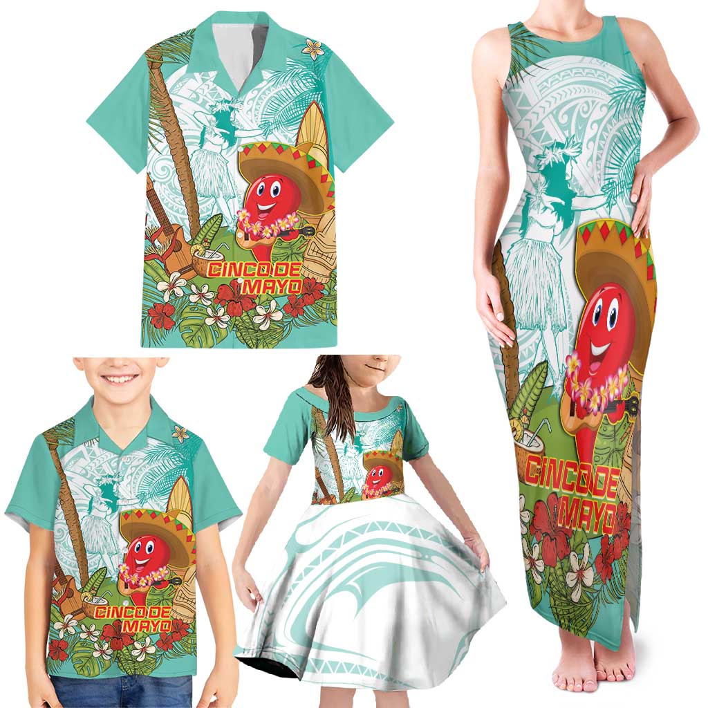 Hawaii Cinco de Mayo Family Matching Tank Maxi Dress and Hawaiian Shirt Chili Pepper Hula Girl Tropical Vibes LT14 - Polynesian Pride