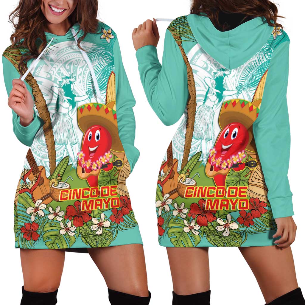 Hawaii Cinco de Mayo Hoodie Dress Chili Pepper Hula Girl Tropical Vibes LT14 - Polynesian Pride