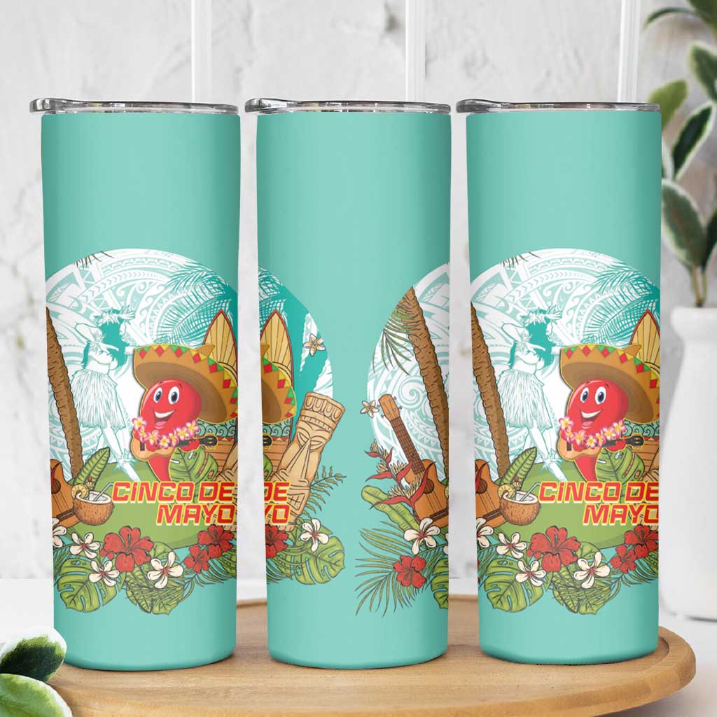 Hawaii Cinco de Mayo Skinny Tumbler Chili Pepper Hula Girl Tropical Vibes LT14 - Polynesian Pride