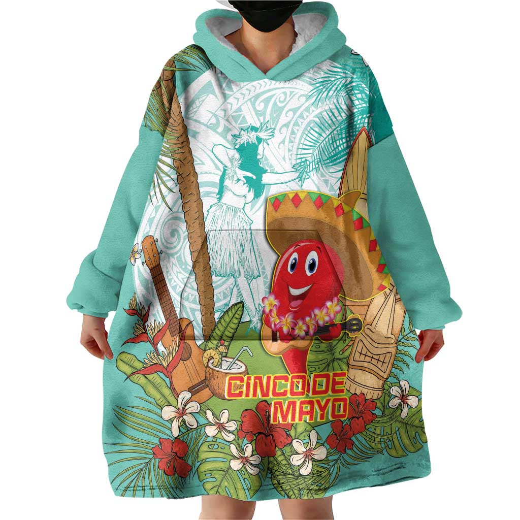 Hawaii Cinco de Mayo Wearable Blanket Hoodie Chili Pepper Hula Girl Tropical Vibes LT14 - Polynesian Pride