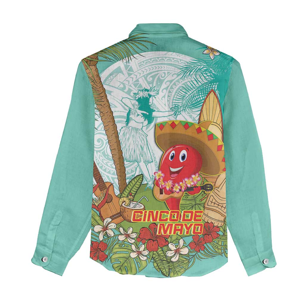 Hawaii Cinco de Mayo Women Casual Shirt Chili Pepper Hula Girl Tropical Vibes LT14 - Polynesian Pride