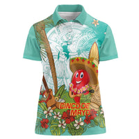 Hawaii Cinco de Mayo Women Polo Shirt Chili Pepper Hula Girl Tropical Vibes LT14 Female Turquoise - Polynesian Pride