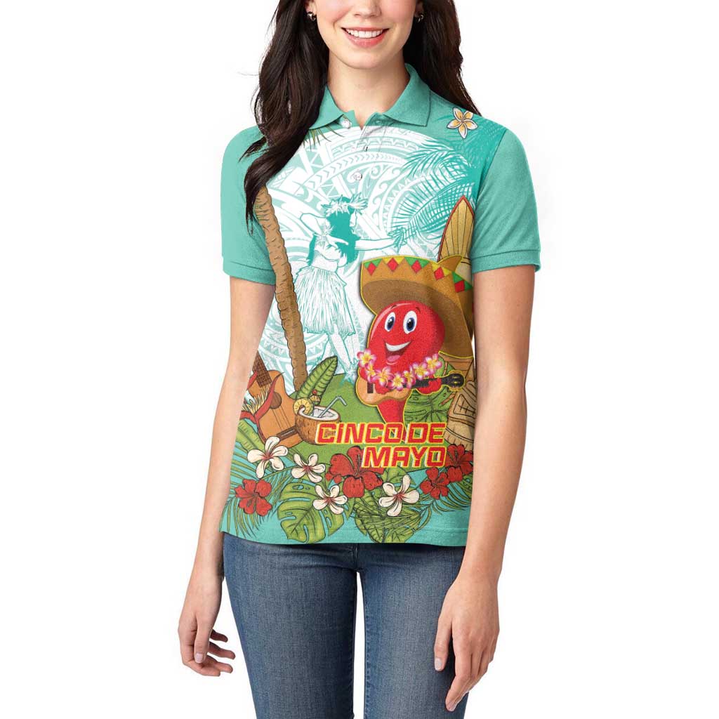 Hawaii Cinco de Mayo Women Polo Shirt Chili Pepper Hula Girl Tropical Vibes LT14 - Polynesian Pride