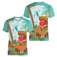 Hawaii Cinco de Mayo Women V-Neck T-Shirt Chili Pepper Hula Girl Tropical Vibes LT14 - Polynesian Pride