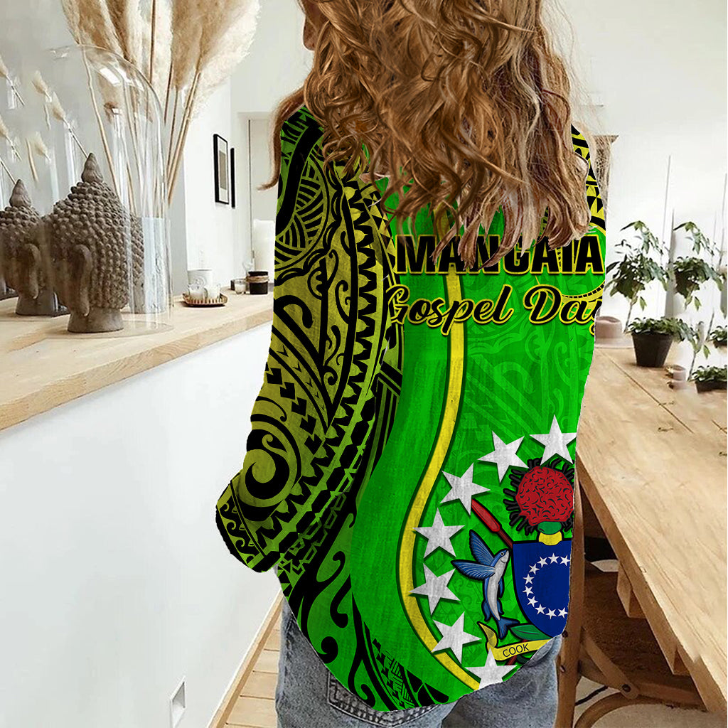 Polynesian Pride Cook Islands Women Casual Shirt Mangaia Gospel Day Green Version LT14 - Polynesian Pride