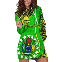 Personalised Cook Islands Hoodie Dress Mangaia Gospel Day Green Version LT14 - Polynesian Pride