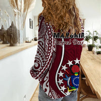 June 15 Mangaia Gospel Day Mangaia Cook Islands Women Casual Shirt Maroon Version LT14 - Polynesian Pride