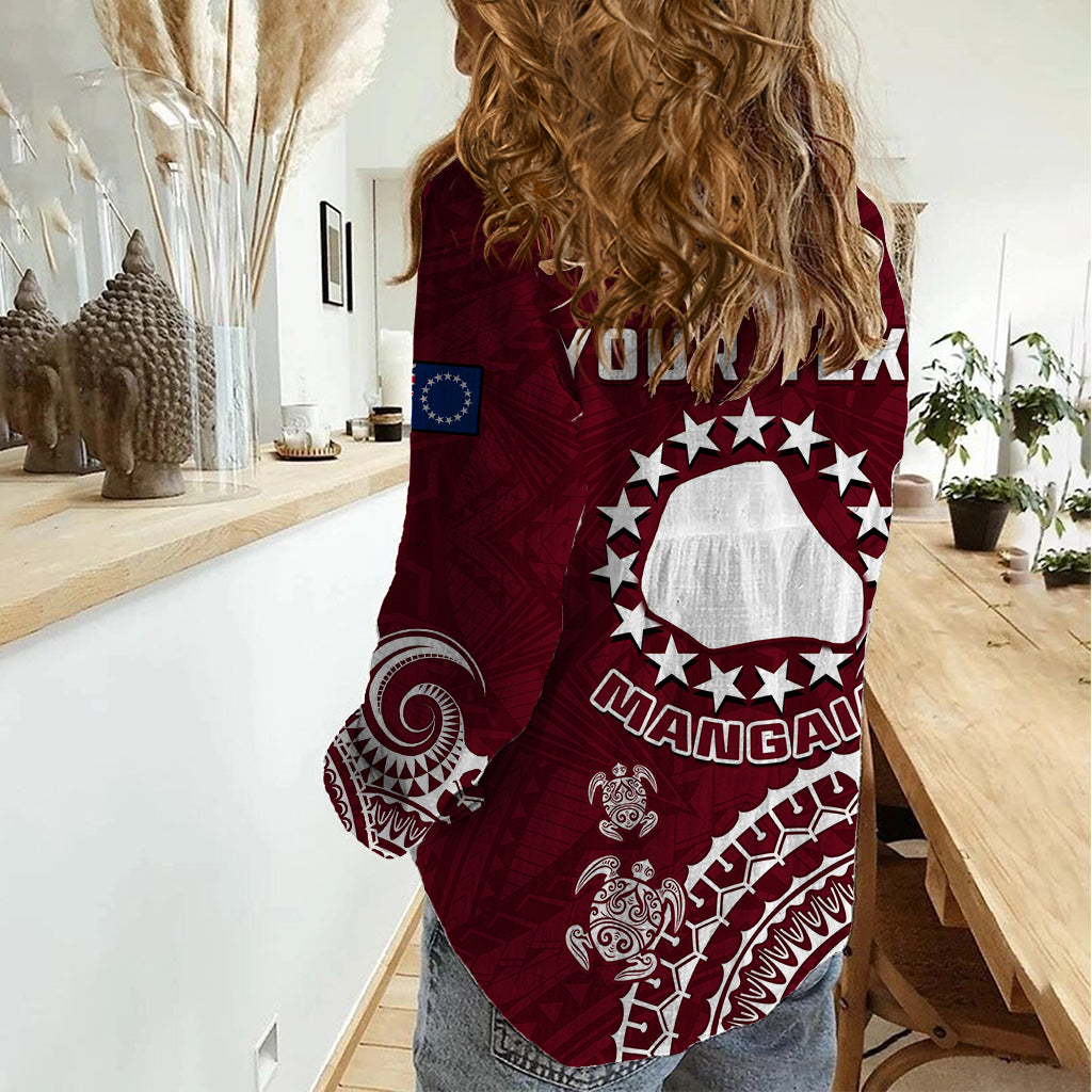 Personalised Mangaia Cook Islands Women Casual Shirt Polynesian Sea Turtle LT14 - Polynesian Pride