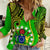 Polynesian Pride Cook Islands Women Casual Shirt Kuki Airani Coat Of Arms LT14 Female Green - Polynesian Pride
