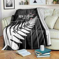 Custom New Zealand Silver Fern Cricket Blanket Aotearoa Maori Go Black Cap LT14 Black - Polynesian Pride