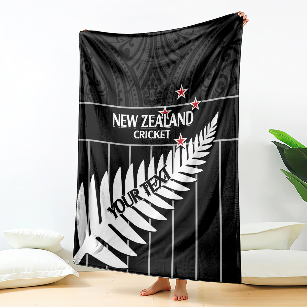 Custom New Zealand Silver Fern Cricket Blanket Aotearoa Maori Go Black Cap LT14 - Polynesian Pride