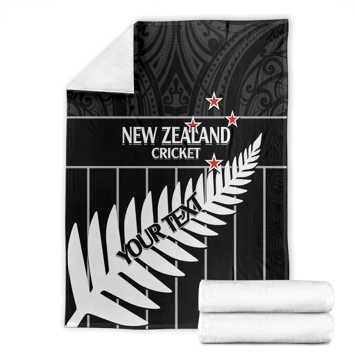 Custom New Zealand Silver Fern Cricket Blanket Aotearoa Maori Go Black Cap LT14 - Polynesian Pride
