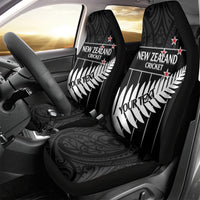 Custom New Zealand Silver Fern Cricket Car Seat Cover Aotearoa Maori Go Black Cap LT14 - Polynesian Pride
