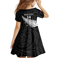 Custom New Zealand Silver Fern Cricket Family Matching Off Shoulder Maxi Dress and Hawaiian Shirt Aotearoa Maori Go Black Cap LT14 - Polynesian Pride