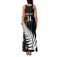 Custom New Zealand Silver Fern Cricket Family Matching Tank Maxi Dress and Hawaiian Shirt Aotearoa Maori Go Black Cap LT14 - Polynesian Pride