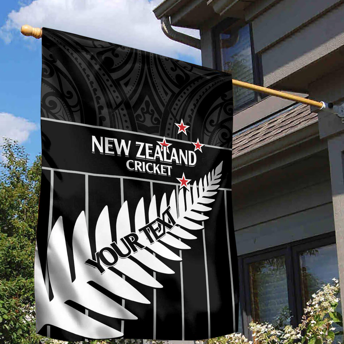 Custom New Zealand Silver Fern Cricket Garden Flag Aotearoa Maori Go Black Cap LT14 - Polynesian Pride