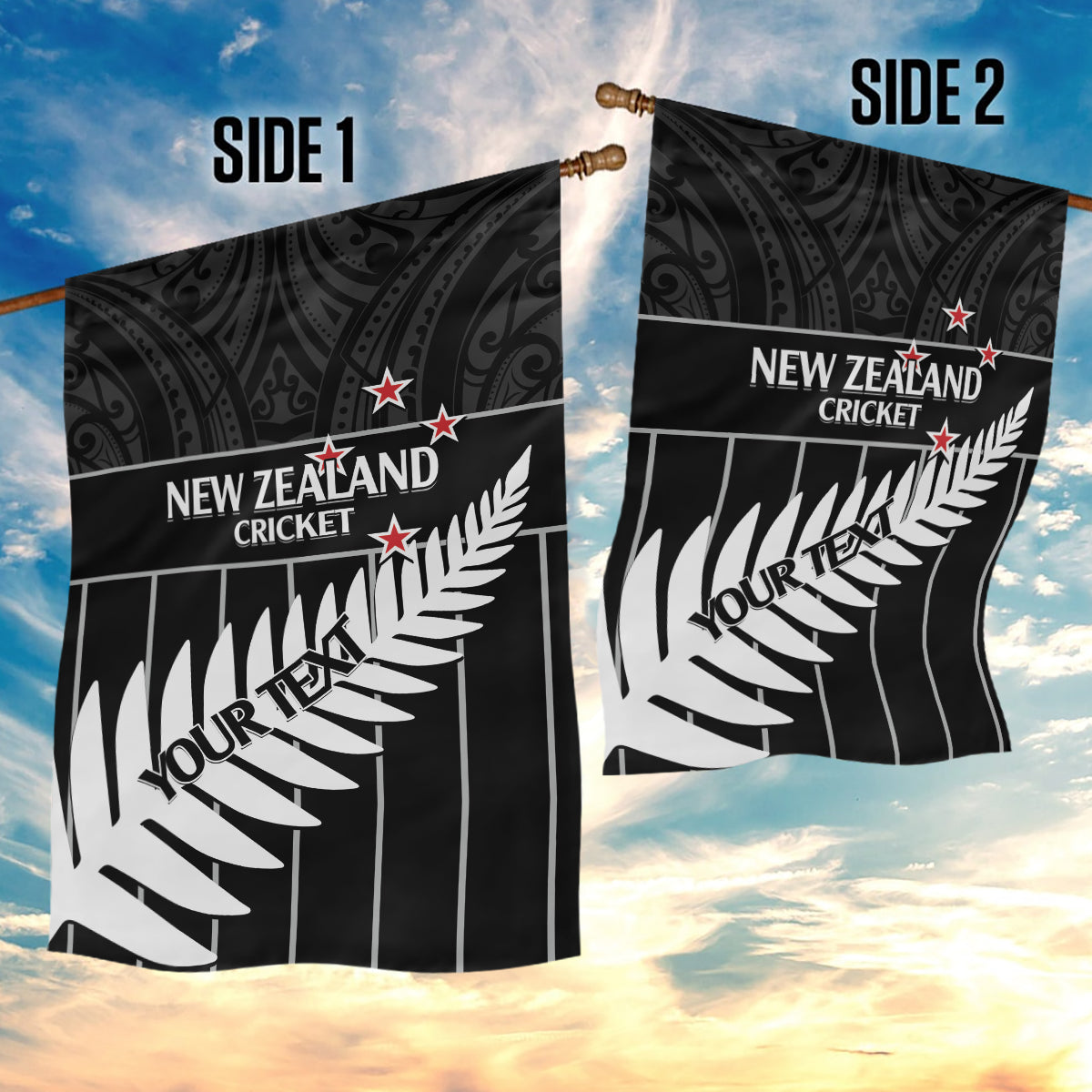 Custom New Zealand Silver Fern Cricket Garden Flag Aotearoa Maori Go Black Cap LT14 - Polynesian Pride