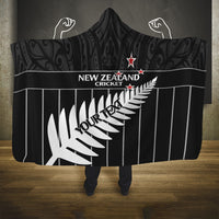 Custom New Zealand Silver Fern Cricket Hooded Blanket Aotearoa Maori Go Black Cap LT14 One Size Black - Polynesian Pride