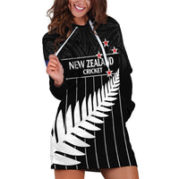 Custom New Zealand Silver Fern Cricket Hoodie Dress Aotearoa Maori Go Black Cap LT14 Black - Polynesian Pride