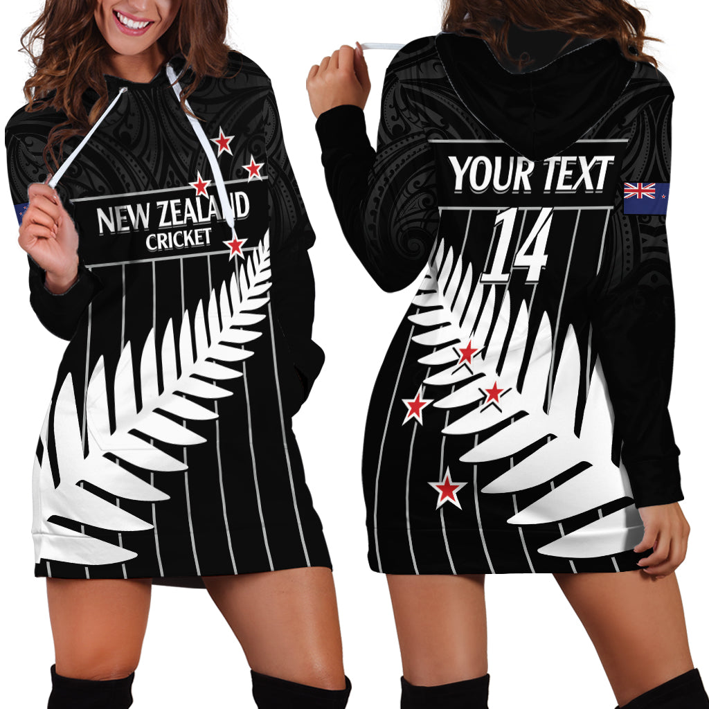 Custom New Zealand Silver Fern Cricket Hoodie Dress Aotearoa Maori Go Black Cap LT14 - Polynesian Pride