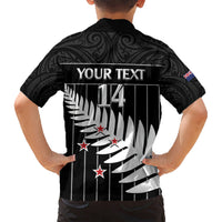 Custom New Zealand Silver Fern Cricket Kid Hawaiian Shirt Aotearoa Maori Go Black Cap LT14 - Polynesian Pride
