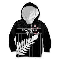 Custom New Zealand Silver Fern Cricket Kid Hoodie Aotearoa Maori Go Black Cap LT14 Hoodie Black - Polynesian Pride